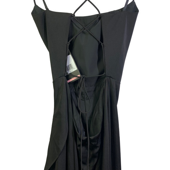 LA FEMME Black Flutter Slit Trumpet Gown - NWT - Picture 9 of 15